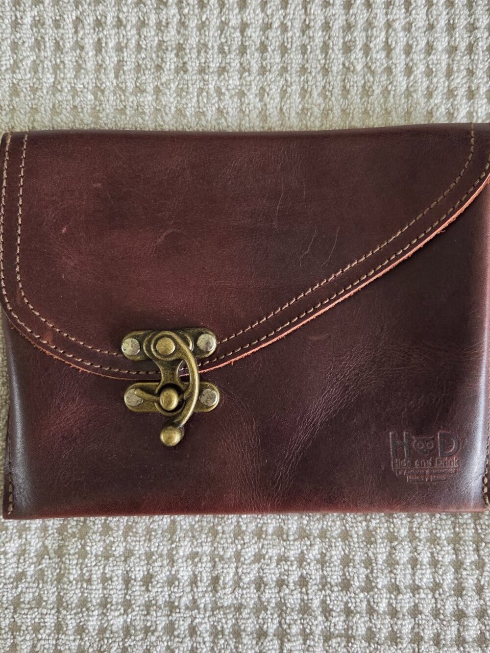 Hide & Drink Petit Travel Vintage Clutch Bag Bourbon Brown Leather Y2K Boho